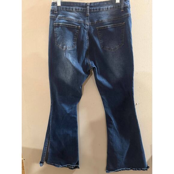 Bamboo Flare Jeans Womens Size 15 Blue Denim Faded Single Stitch High Waisted - Picture 9 of 11